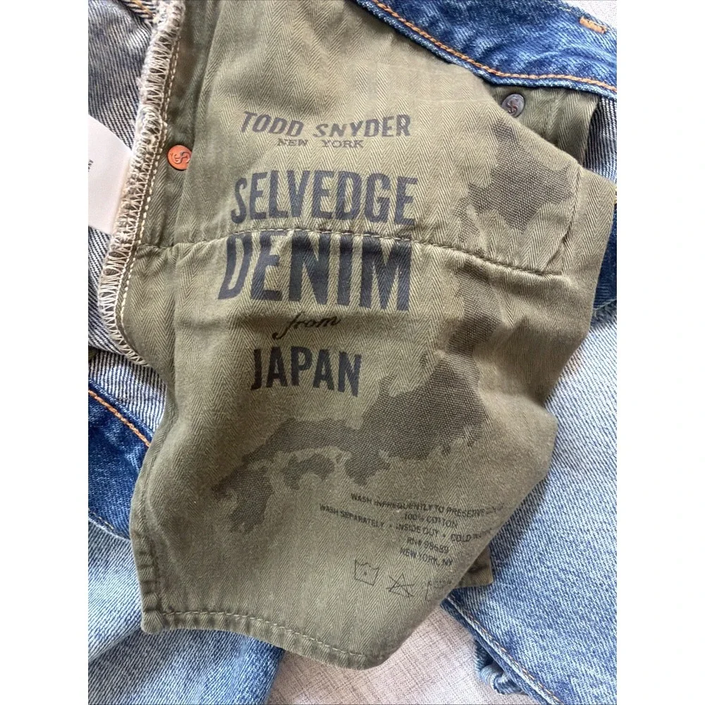 Todd Snyder Selvedge Jeans 34X32 Japanese Denim Button Fly Wash Distressed